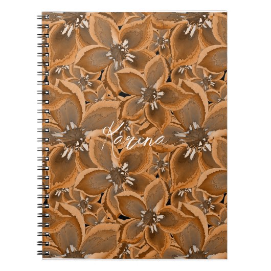Orangefarbene, graue Aquarellfarben-Blume. Noteboo Notizblock (Vorderseite)