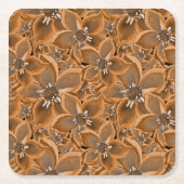 Orangefarbene, graue Aquarellfarben-Blume. Rechteckiger Pappuntersetzer (Vorderseite)