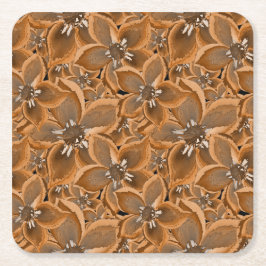 Orangefarbene, graue Aquarellfarben-Blume. Rechteckiger Pappuntersetzer