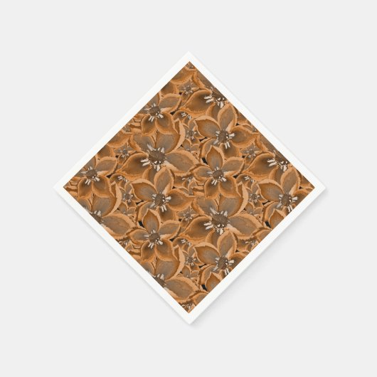 Orangefarbene, graue Aquarellfarben-Blume. Serviette (Ecke)