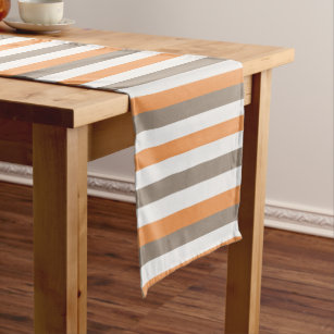 Orangefarbene, graue, weiße, moderne dünne Linien  Kurzer Tischläufer