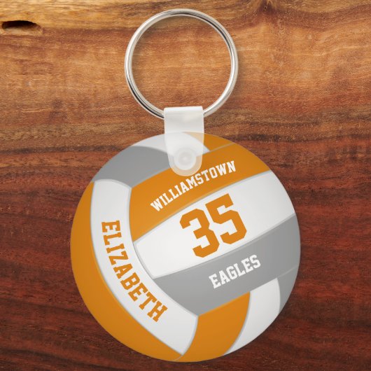 orangefarbene Grausportmannschaft färbt Volleyball Schlüsselanhänger (Rückseite)