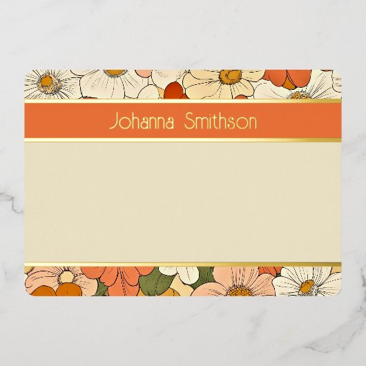 Orangefarbene Groove Horizontal Foil Stationery Folieneinladung (Vorderseite)