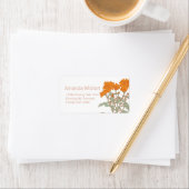 Orangefarbene grüne Blume Hochzeitstitel Adressaufkleber (Insitu)