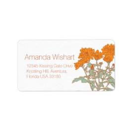 Orangefarbene grüne Blume Hochzeitstitel Adressaufkleber