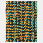 Orangefarbene, grüne und blaue Blumen Fleecedecke (Vorderseite)