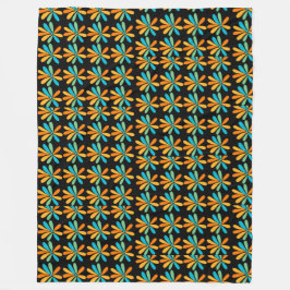 Orangefarbene, grüne und blaue Blumen Fleecedecke