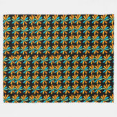 Orangefarbene, grüne und blaue Blumen Fleecedecke (Vorderseite (Horizontal))