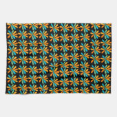 Orangefarbene, grüne und blaue Blumen Geschirrtuch (Horizontal)