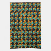 Orangefarbene, grüne und blaue Blumen Geschirrtuch (Vertikal)