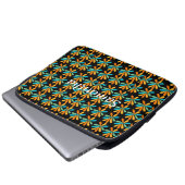 Orangefarbene, grüne und blaue Blumen Laptopschutzhülle (Vorne Knopf)