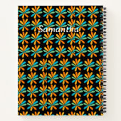 Orangefarbene, grüne und blaue Blumen Notizblock (Rückseite)