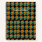 Orangefarbene, grüne und blaue Blumen Notizblock (Vorderseite)