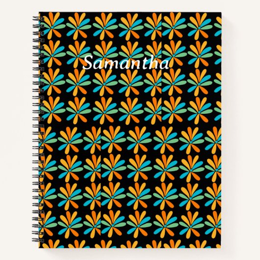 Orangefarbene, grüne und blaue Blumen Notizblock (Vorderseite)