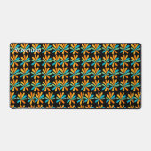 Orangefarbene, grüne und blaue Blumen Schreibtischunterlage (Vorderseite)