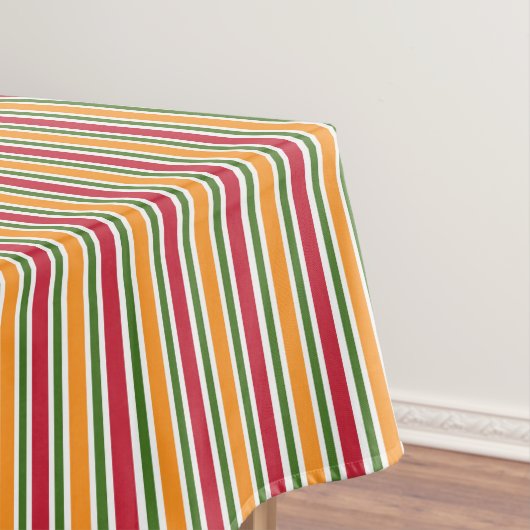 Orangefarbene, grüne und rote Streifen Tischdecke (Beispiel)