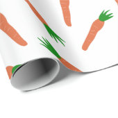 Orangefarbene, grüne und weiße Karotten Gemustert Geschenkpapier (Rolleneckpunkt)