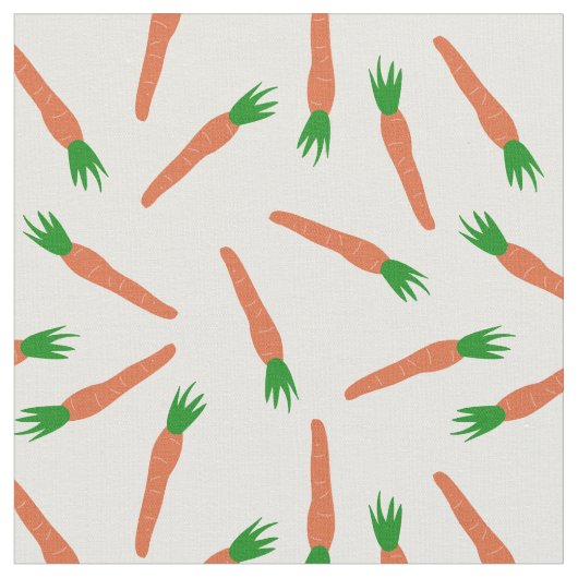 Orangefarbene, grüne und weiße Karotten Gemustert Stoff (Nahaufnahme)