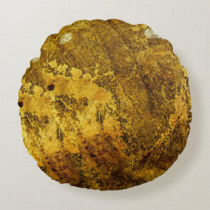 Orangefarbene Grunge Textur abstract,altertümlich, Rundes Kissen