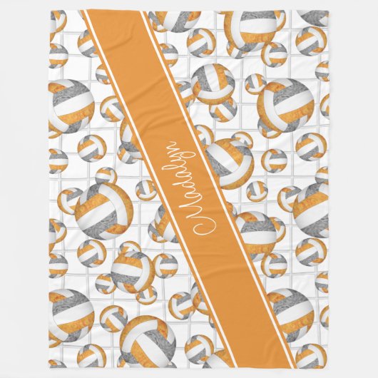 Orangefarbene Gürtelbälle Netzakzent Fleecedecke (Vorderseite)