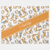 Orangefarbene Gürtelbälle Netzakzent Fleecedecke (Vorderseite (Horizontal))