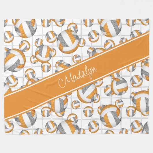 Orangefarbene Gürtelbälle Netzakzent Fleecedecke (Vorderseite (Horizontal))