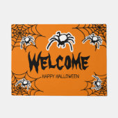 Orangefarbene Halloween-Türmatte mit gruseligen Sp Fußmatte (Vorderseite)