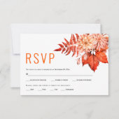 Orangefarbene HerbstBlume Hochzeit im Herbst RSVP Karte (Vorderseite)
