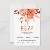 Orangefarbene HerbstBlume und Blätter Hochzeit im RSVP Karte (Vorderseite)