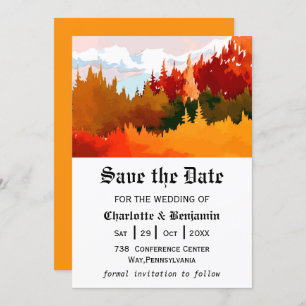 Orangefarbene Herbstlandschaft Save the Date