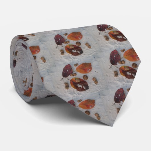 Orangefarbene Herbstlaub und Eicheln Krawatte (Gerollt)