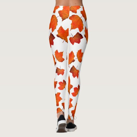 Orangefarbene Herbstlaube Leggings (Rückseite)