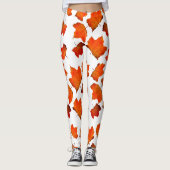 Orangefarbene Herbstlaube Leggings (Vorderseite)
