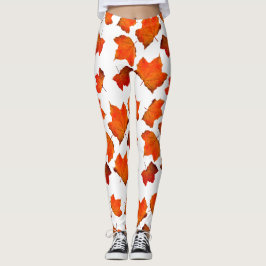 Orangefarbene Herbstlaube Leggings