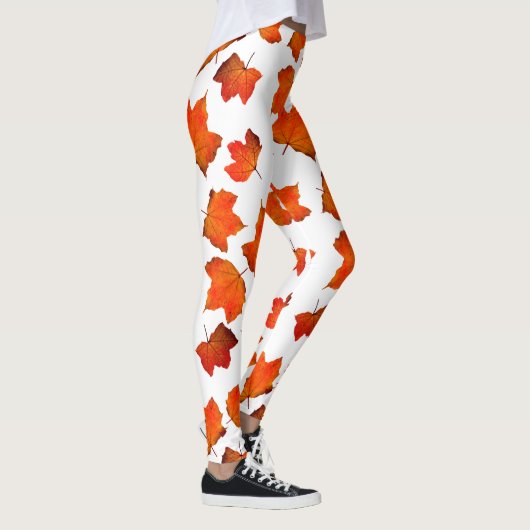Orangefarbene Herbstlaube Leggings (Rechts)