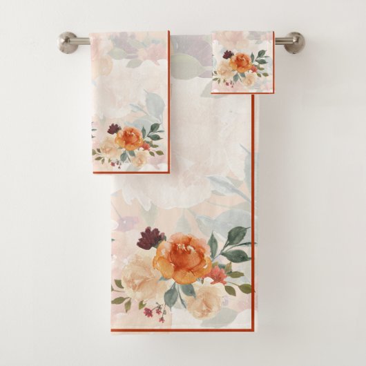 Orangefarbene Herbstwasserfarbe Badhandtuch Set (Insitu)