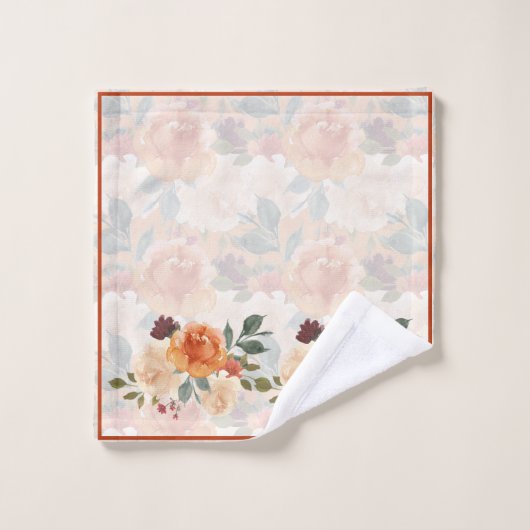 Orangefarbene Herbstwasserfarbe Badhandtuch Set (Waschlappen)