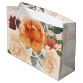 Orangefarbene Herbstwasserfarbe Große Geschenktüte (Rückseite Schrägansicht)