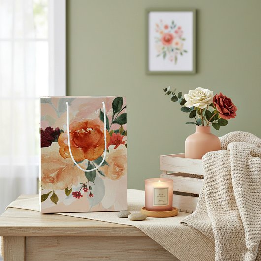 Orangefarbene Herbstwasserfarbe Mittlere Geschenktüte