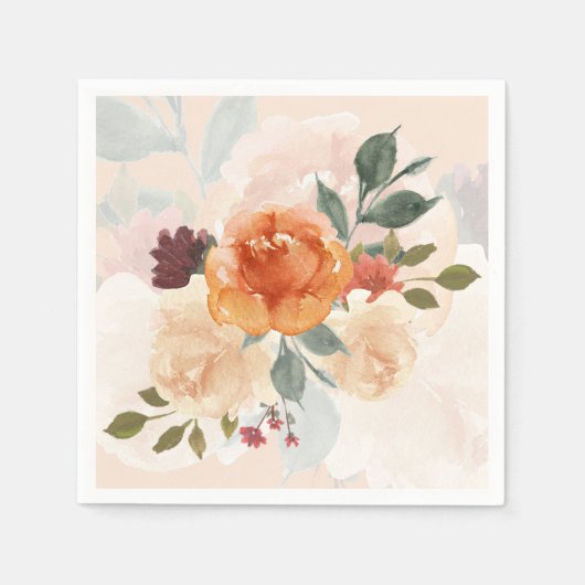 Orangefarbene Herbstwasserfarbe Serviette (Vorderseite)