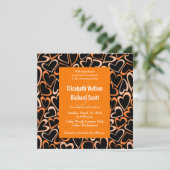 Orangefarbene Herzen Einladung zur Hochzeit (Stehend Vorderseite)