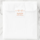 Orangefarbene Herzgleichung Save the Date Stickers (Tasche)