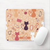 Orangefarbene Herzkatzen des Mitteljahrhunderts Mousepad (Mit Mouse)