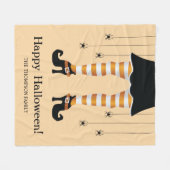 Orangefarbene Hexenbeine und Spinnen Halloween Fleecedecke (Vorderseite (Horizontal))