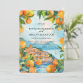 Orangefarbene Hochzeit Einladung (Stehend Vorderseite)