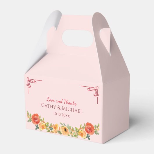 Orangefarbene Hochzeit Geschenkschachtel (Rückseite)