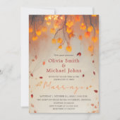 Orangefarbene Hochzeit im Herbst im Herbst Einladung (Vorderseite)