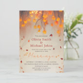 Orangefarbene Hochzeit im Herbst im Herbst Einladung (Stehend Vorderseite)