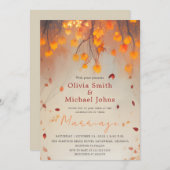 Orangefarbene Hochzeit im Herbst im Herbst Einladung (Vorne/Hinten)