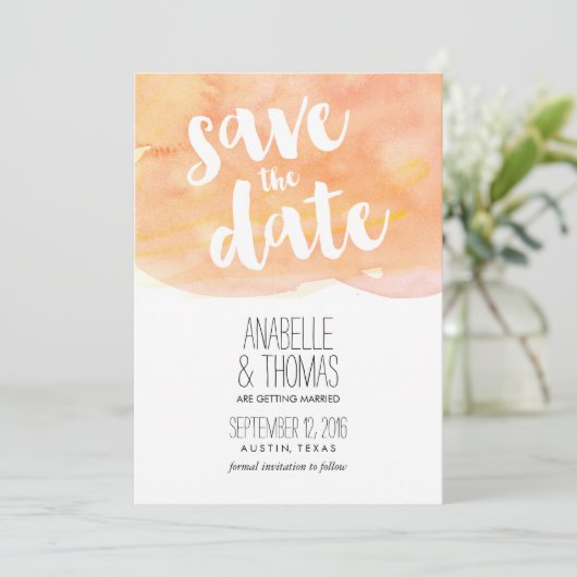 Orangefarbene Hochzeit im Herbst Save the Date Einladung (Stehend Vorderseite)
